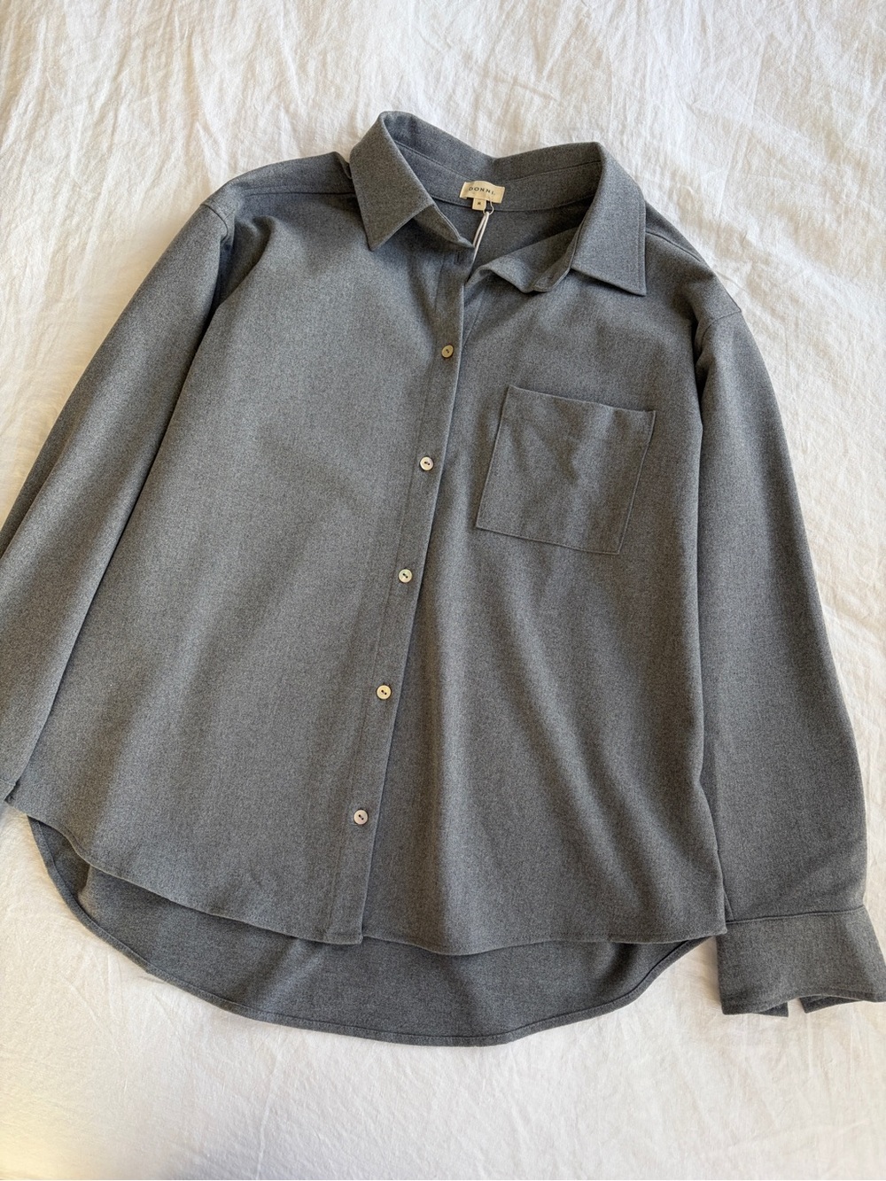 NWT Donni The Flannel Shirt Collar Pocket Button Down Up Jacket Heather Grey - Picture 5 of 8